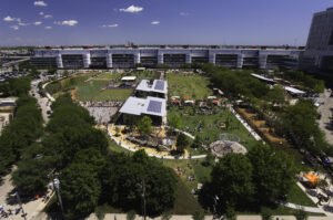 Birds-eye view of Discovery Green.