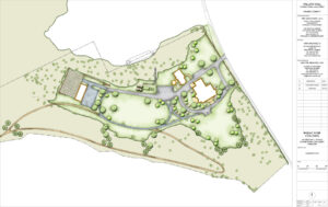 Rendered landscape plan of the Willow Hall site.