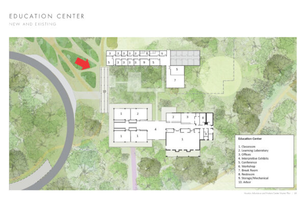 Illustrative site plan of the proposed expansion of the existing education center.